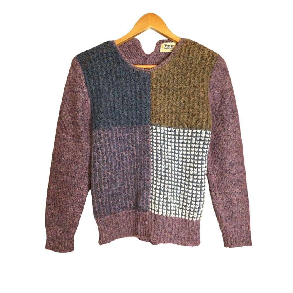Vintage Empire Women’s Pullover Color Block Knit Sweater Long Sleeve Size Small